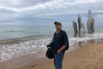Barry Hartman on June 4, 2019, stands on Omaha Beach, Normandy, France, 75 years after his Army ...