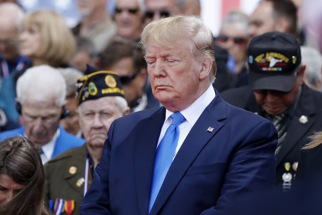 President Donald Trump participates in a ceremony to commemorate the 75th anniversary of D-Day ...