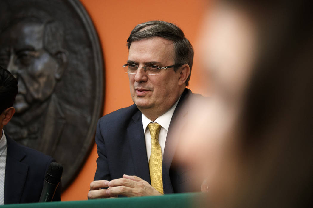 Marcelo Ebrard, Mexico's Secretary of Foreign Affairs, speaks during a news conference at the E ...