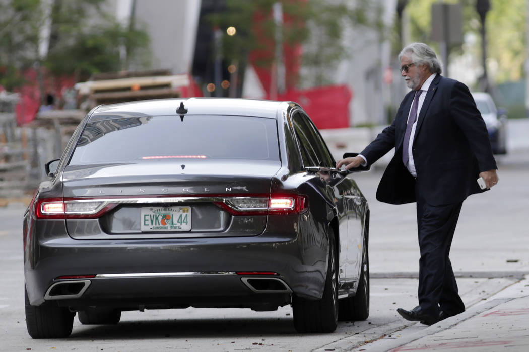 Carnival Corp. Chairman Micky Arison leaves federal court, Monday, June 3, 2019, in Miami. Carn ...