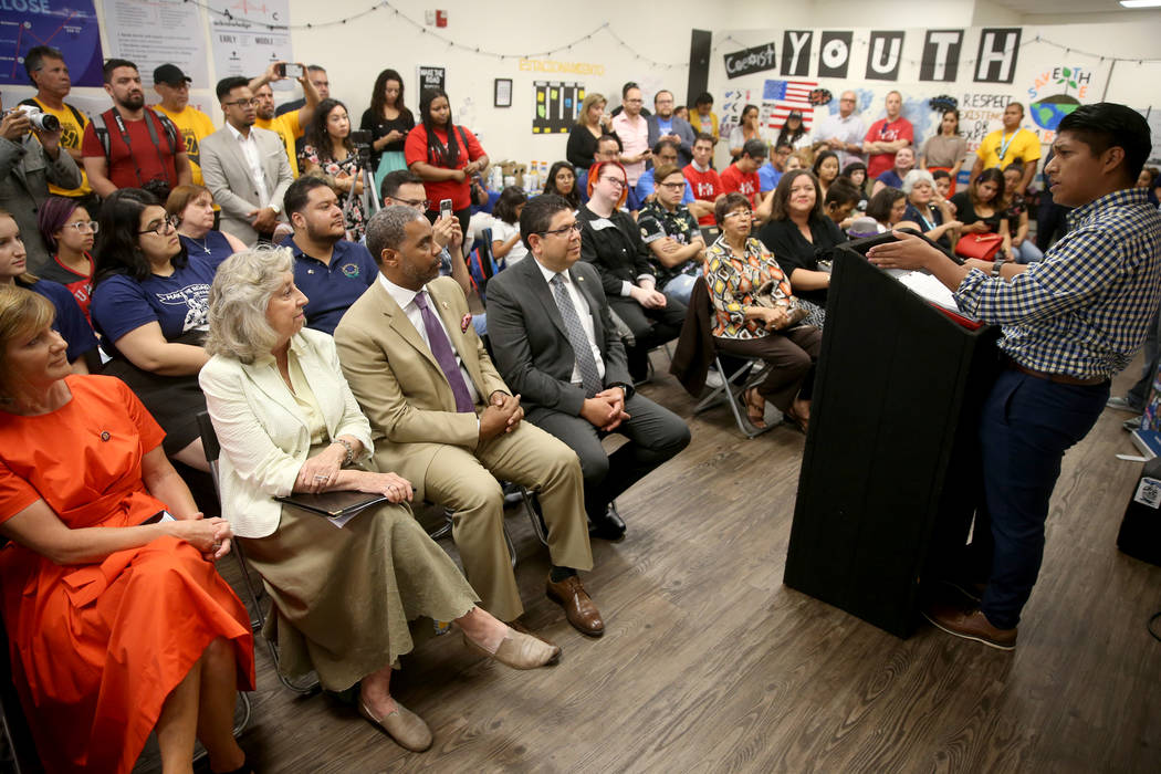 Genaro Lorza speaks during a news conference in Las Vegas Friday, June 7, 2019, to celebrate Ho ...