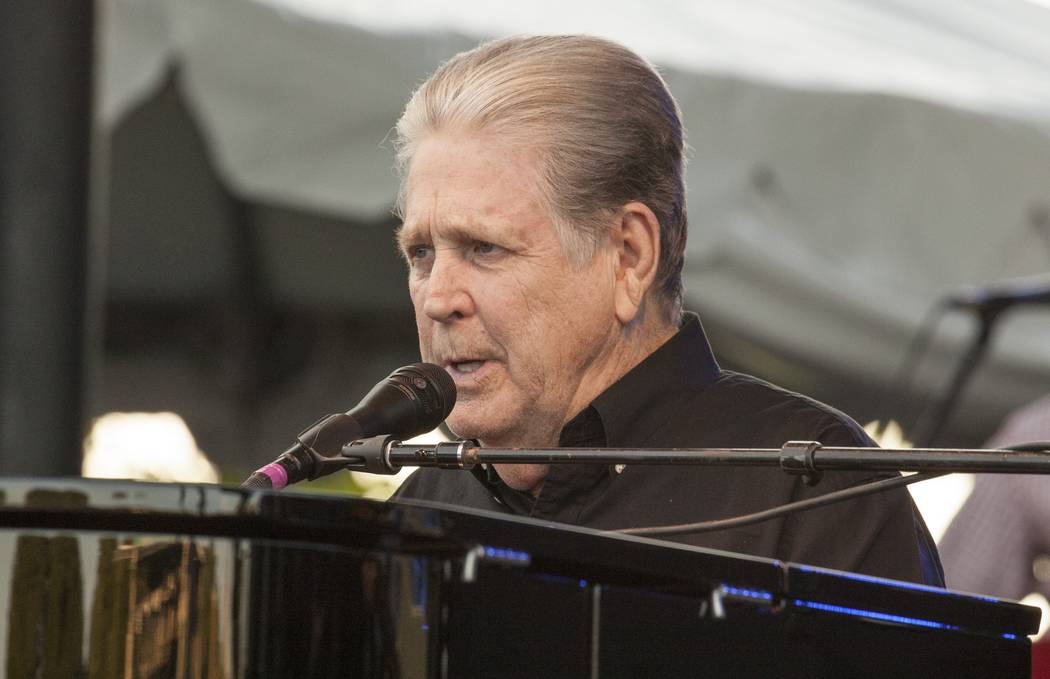 Brian Wilson seen at the 2016 Pitchfork Music Festival, performing the classic Beach Boys album ...