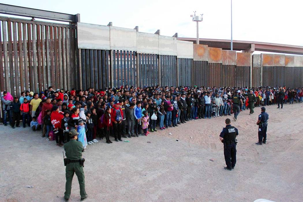 A May 29, 2019, photo released by U.S. Customs and Border Protection (CBP) shows some of 1,036 ...