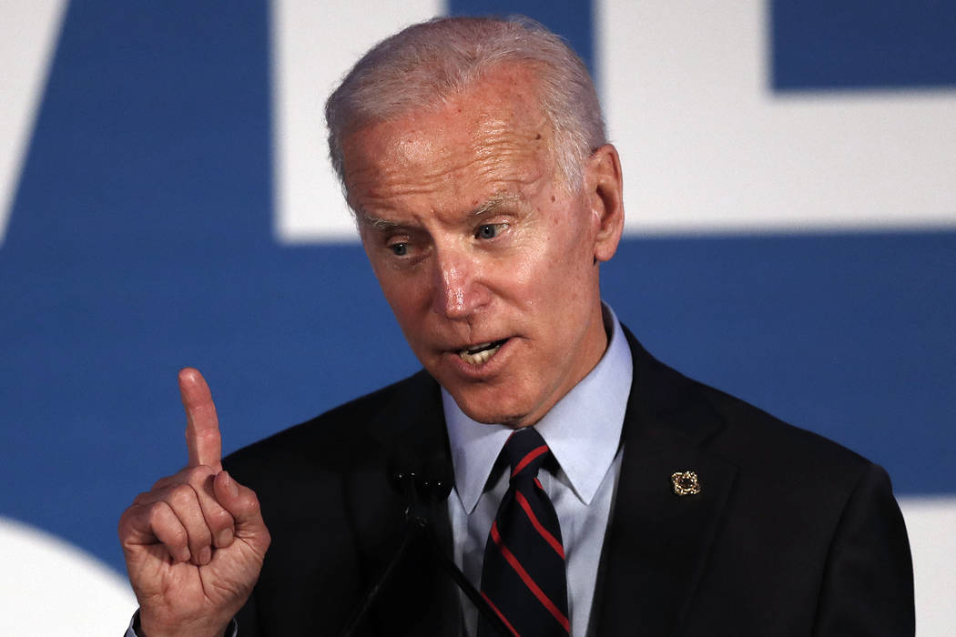 Democratic presidential candidate former Vice President Joe Biden speaks during the I Will Vote ...