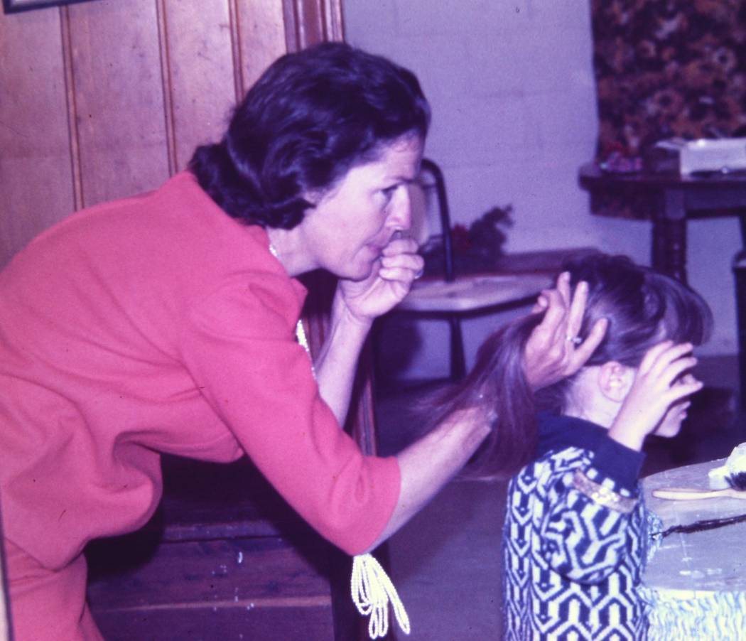 Melba Gafford, Lainey's mother, does Lainey Gafford-Topacio's hair in south Texas. (Lainey Gaff ...