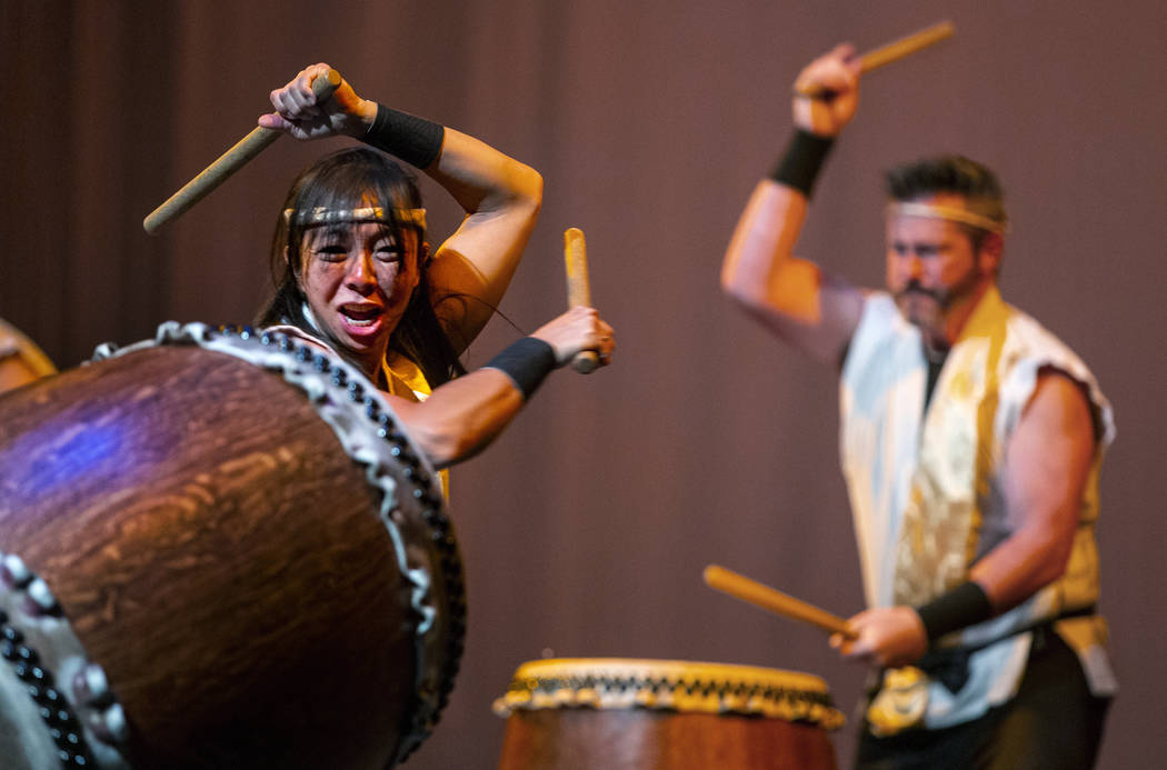 Jen Kong and David Cheetham with Korabo perform the traditional Japanese art form of taiko for ...