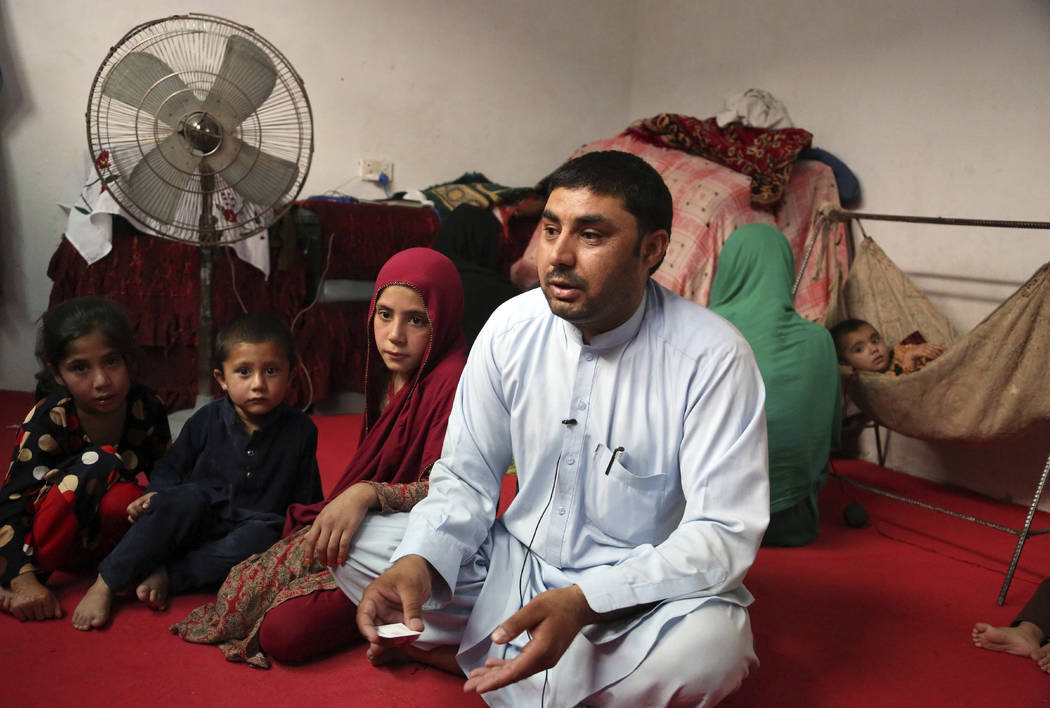 In this Thursday, May 30, 2019 photo, Farmanullah Shirzad who fled his village in Nangarhar pro ...