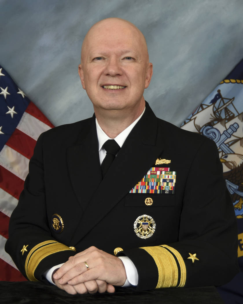 This image provided by the U.S. Navy shows Rear Adm. Jeffrey Harley, president of the U.S. Nava ...