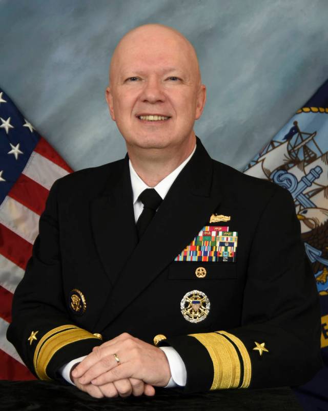 This image provided by the U.S. Navy shows Rear Adm. Jeffrey Harley, president of the U.S. Nava ...