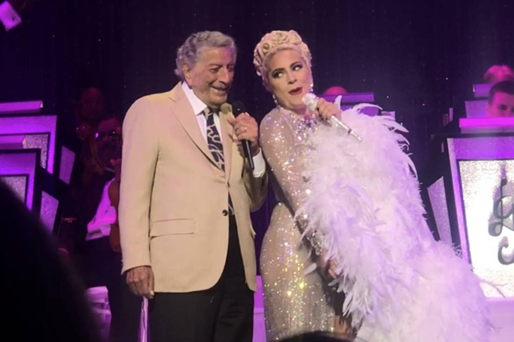 Tony Bennett and Lady Gaga perform at Park Theater on Sunday, June 9, 2019. (John Katsilometes/ ...