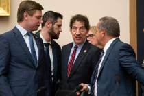 House Judiciary Committee members Rep. Eric Swalwell, D-Calif., far left, Rep. Jamie Raskin, D- ...