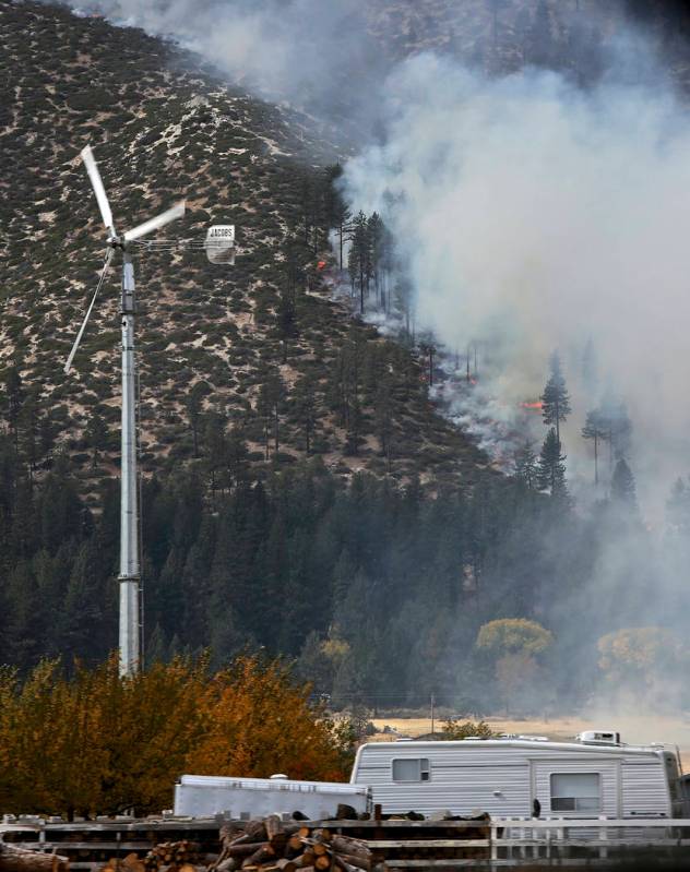 The hills above Franktown Road burn in Washoe Valley, Oct. 14, 2016. The state of Nevada has re ...