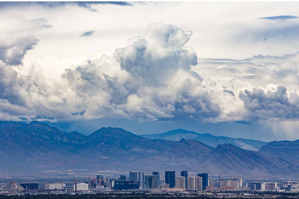 A view from Henderson of the Strip with cloud cover, Wednesday, May 22, 2019. There is a 30 per ...