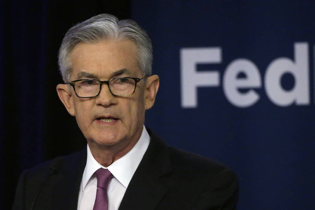 In a June 4, 2019, file photo Federal Reserve Chairman Jerome Powell speaks at a conference inv ...