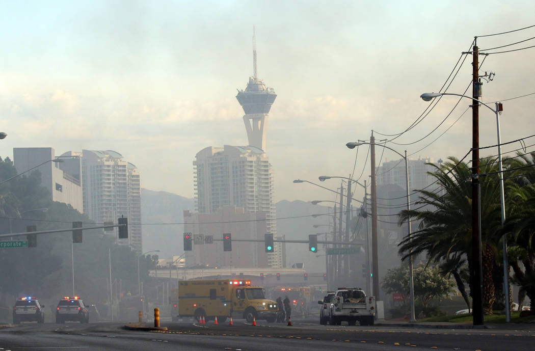 Southbound Paradise was closed between Flamingo Road and Twain Avenue as Clark County and Las V ...