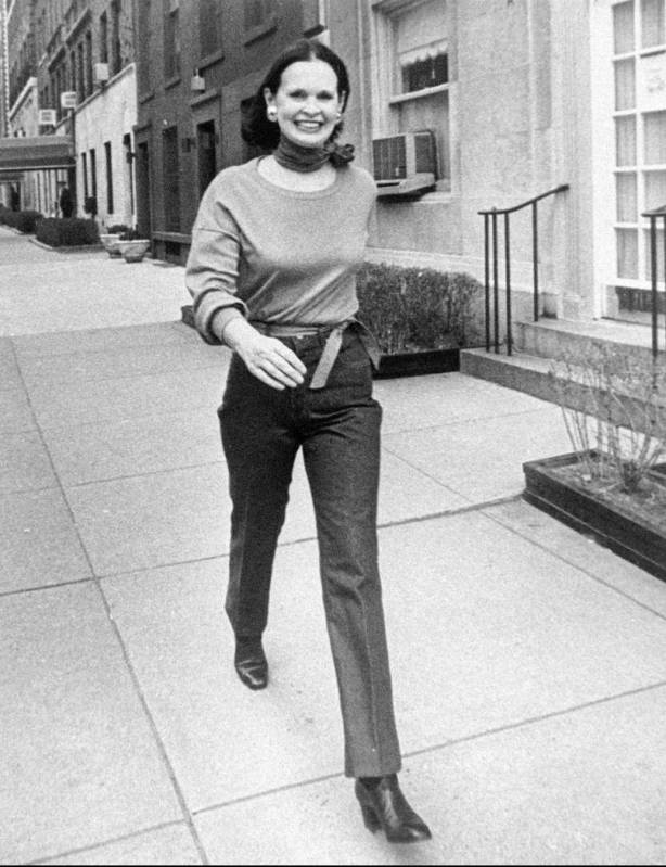 FILE- In this undated file photo heiress and designer Gloria Vanderbilt walks down a New York s ...