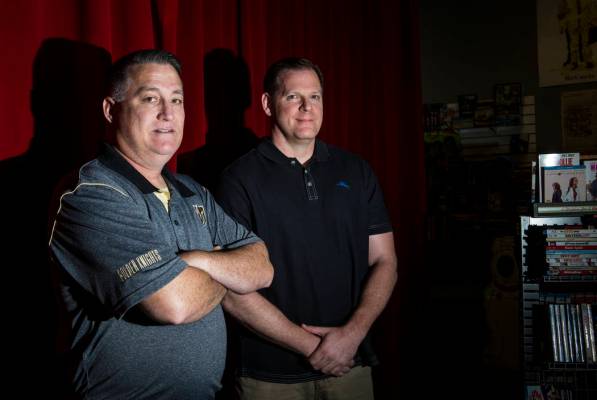 Author and Las Vegas police officer Bradley Nickell, left, and filmmaker and former Las Vegas p ...