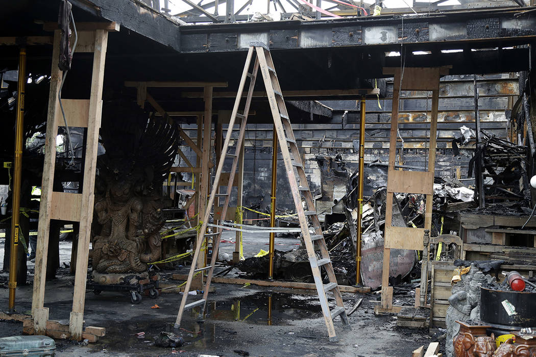 FILE - This Dec. 2, 2016, file photo shows the inside of the charred warehouse called the Ghost ...