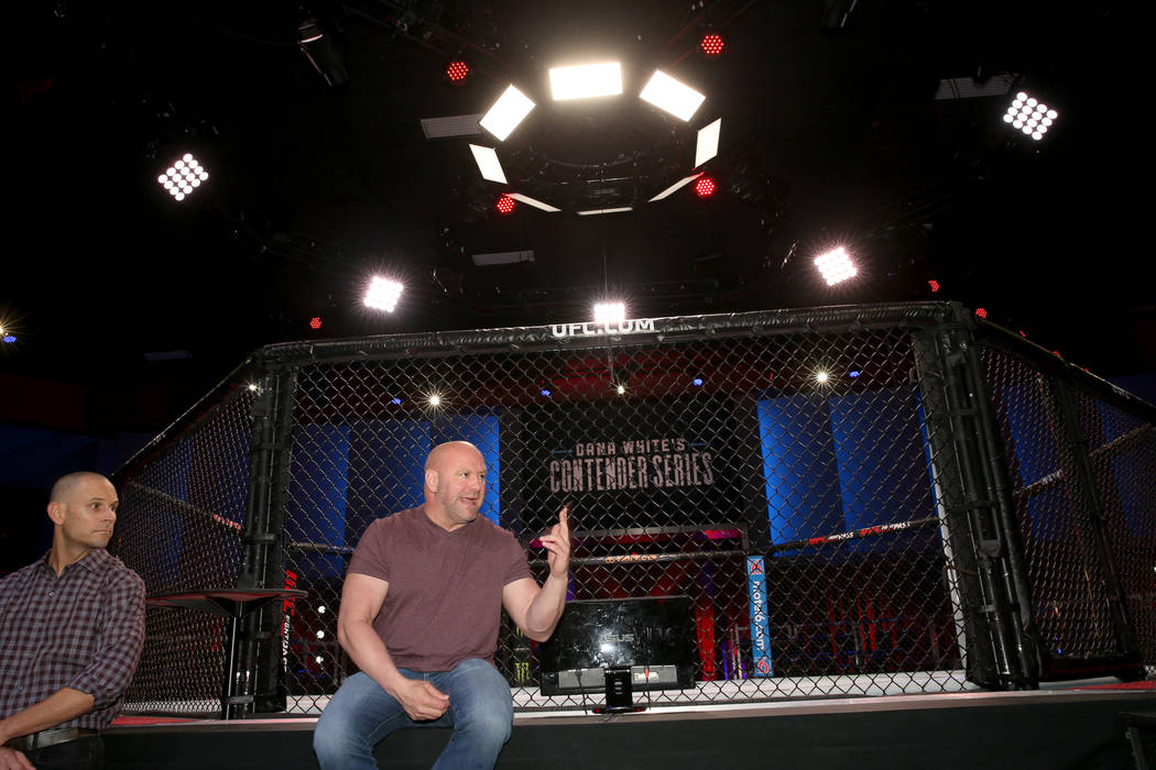 Ultimate Fighting Championship President Dana White, right, and Craig Borsari, UFC executive vi ...