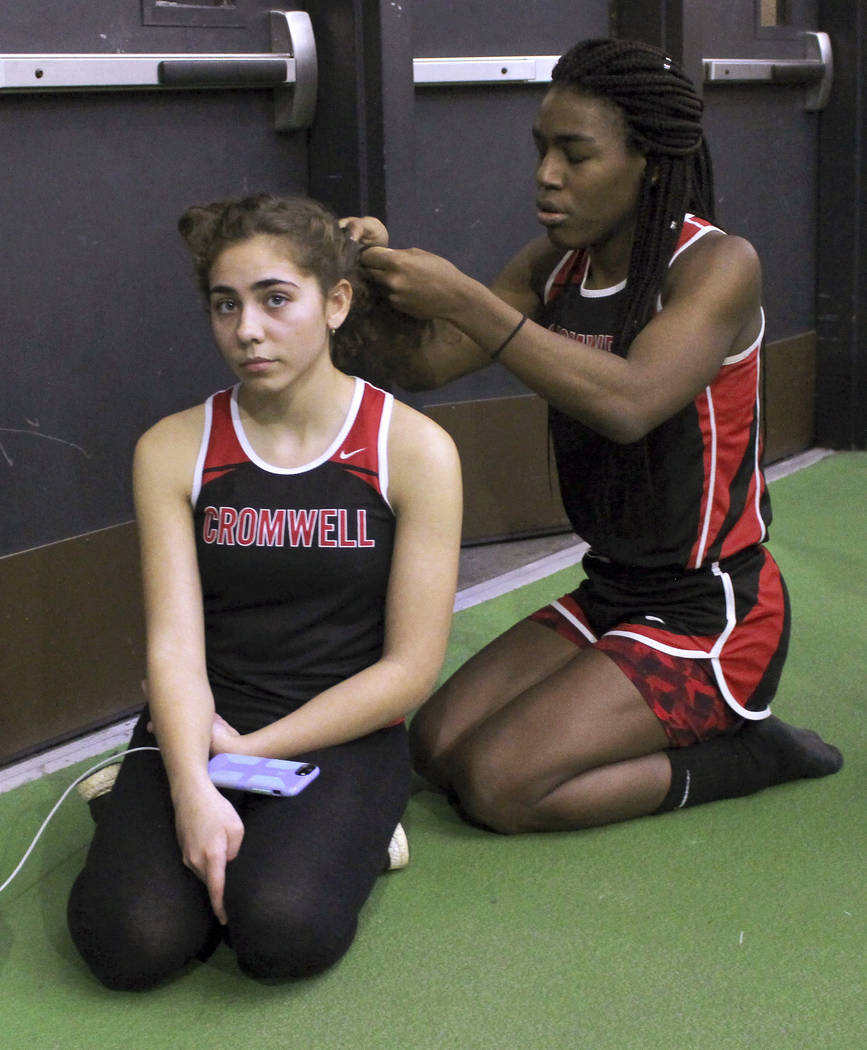 In this Feb. 7, 2019 file photo, Cromwell High School transgender athlete Andraya Yearwood, rig ...