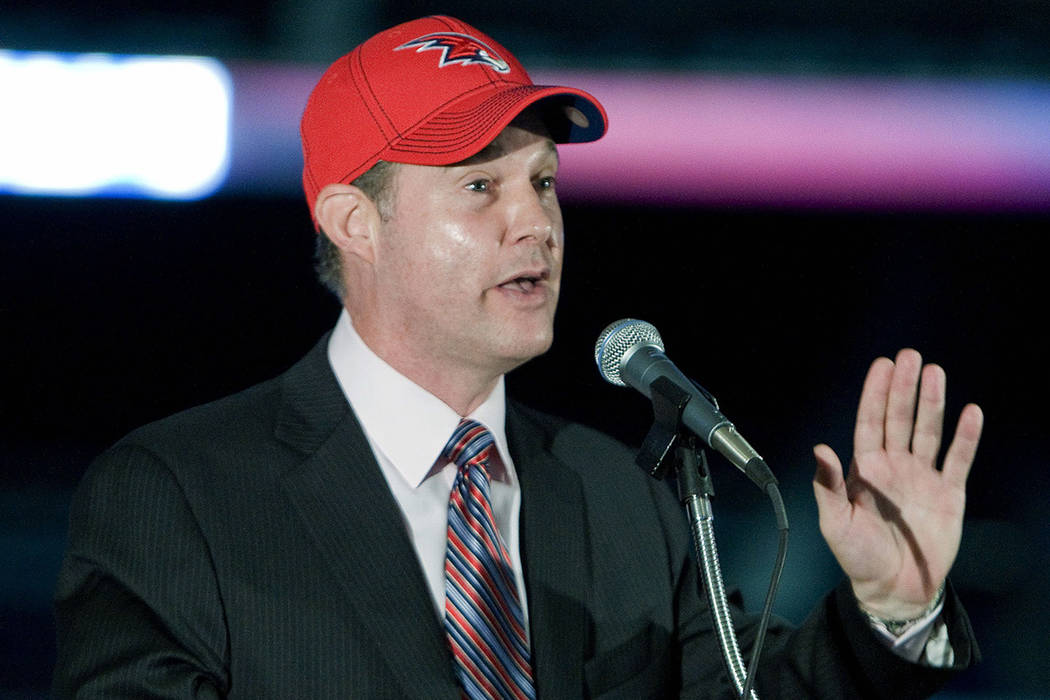 Alex Meruelo speaks during a news conference in Atlanta on Monday, Aug. 8, 2011. (AP Photo/W.A ...