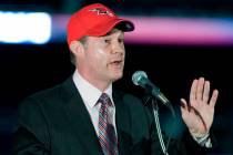 Alex Meruelo speaks during a news conference in Atlanta on Monday, Aug. 8, 2011. (AP Photo/W.A ...