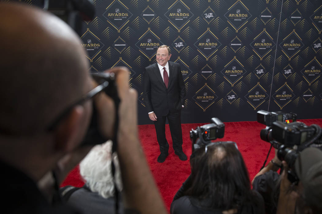 NHL commissioner Gary Bettman walks the red carpet before the start of the NHL Awards on Wednes ...