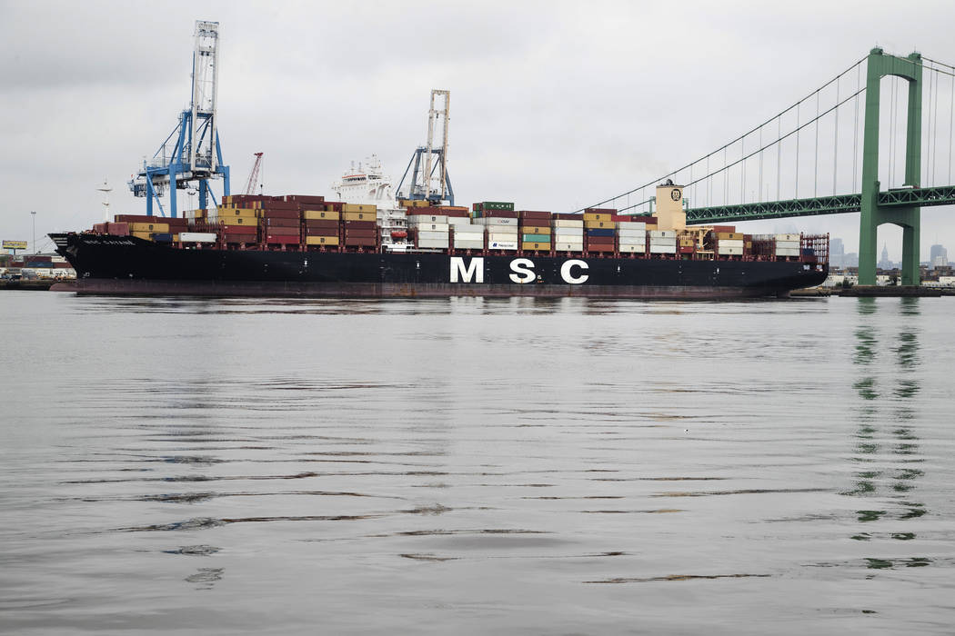 The MSC Gayane is moored at the Packer Marine Terminal in Philadelphia, Wednesday, June 19, 201 ...