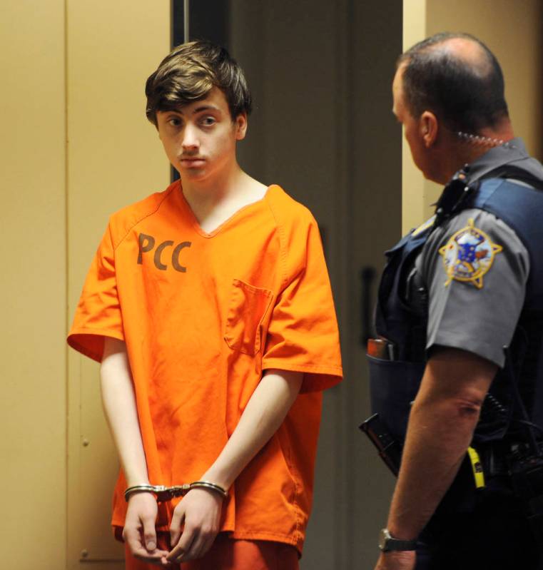 Kayden McIntosh, 16, appears in a Superior courtroom for his arraignment in the Nesbett Courtho ...