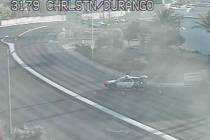 A driver was injured in a single-car crash on Durango Drive near Charleston Boulevard early Thu ...