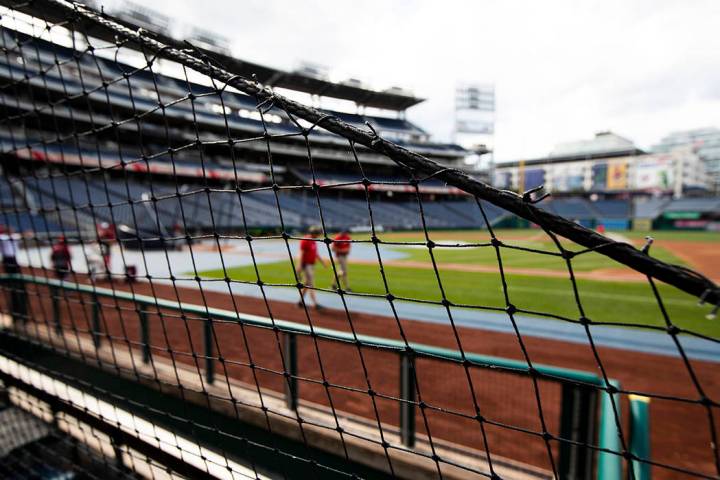 Safety nettings are seen at Nationals Park in Washington, Thursday, June 20, 2019. The National ...