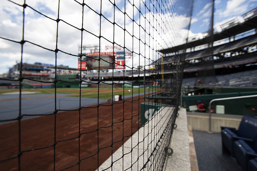 Safety nettings are seen at Nationals Park in Washington, Thursday, June 20, 2019. The National ...