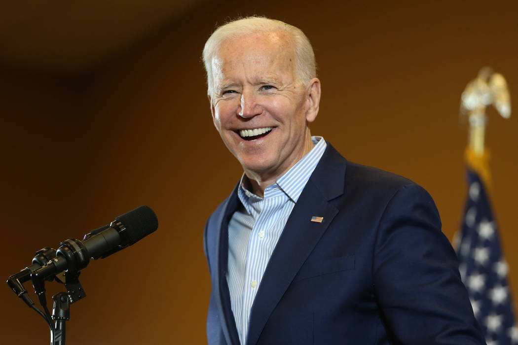 Democratic presidential candidate Joe Biden speaks during a campaign stop at the International ...