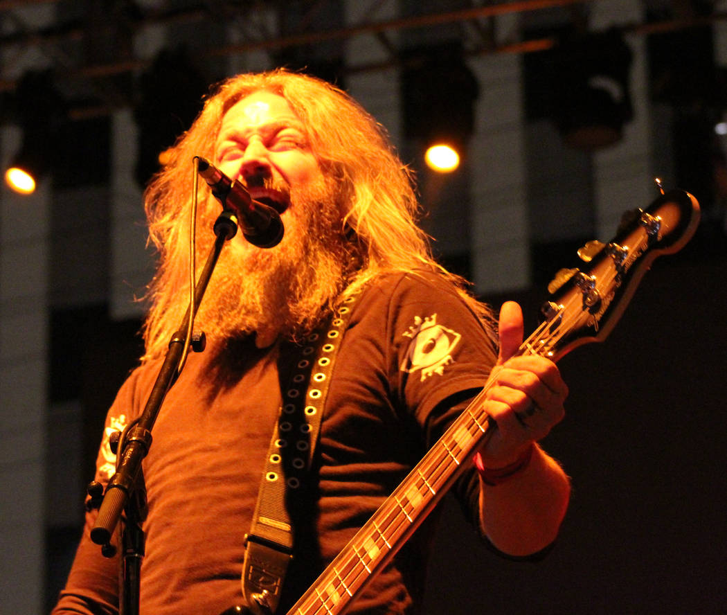 Troy Sanders of Mastodon performs at Las Rageous, a hard rock music festival in downtown Las Ve ...