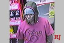 Las Vegas police are asking for help finding a man suspected of robbing a business Saturday nig ...