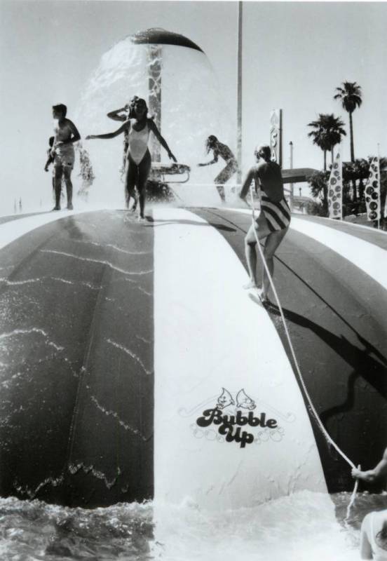 Attendees try to race to the top of the Bubble Up attraction at Wet 'n Wild on Las Vegas Boulev ...