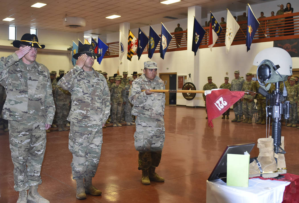 Soldiers from the Nevada Army Guard's 1st Squadron 221st Cavalry pay their final respects to S ...