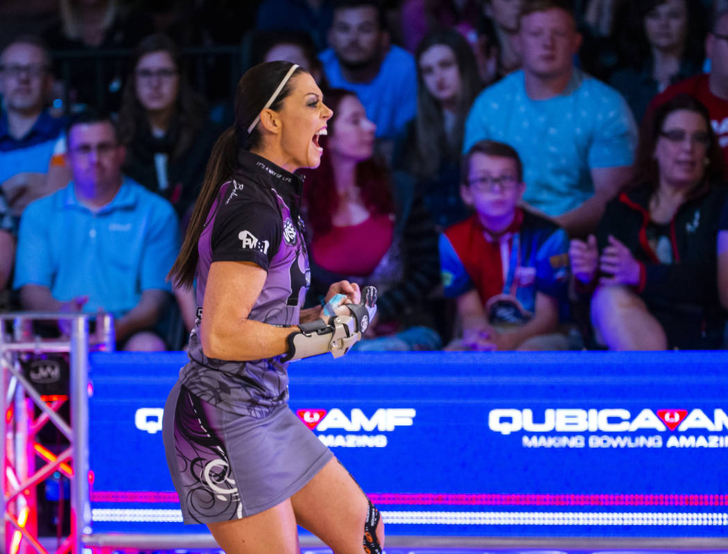 Shannon OÕKeefe bowls another strike in her semifinals match versus Danielle McEwan during ...