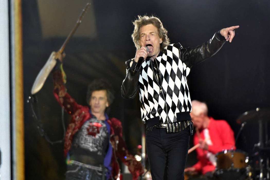 Ron Wood, left, and Mick Jagger, of The Rolling Stones performs during the "No Filter&quo ...