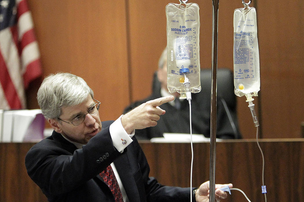 In this Thursday, Oct. 20, 2011 file photo, anesthesiology expert Dr. Steven Shafer demonstrate ...