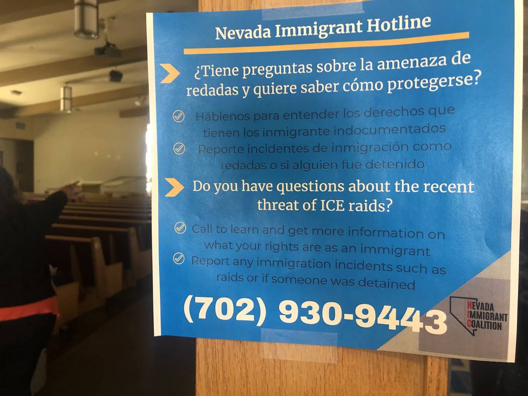A sign displayed at the "Know Your Rights" forum held in North Las Vegas by the Nevada Immigran ...