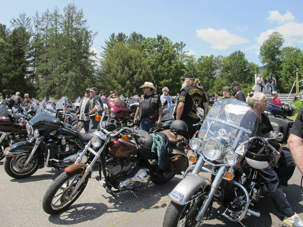 Motorcyclists attend the Blessing of the Bikes ceremony in Columbia, N.H. on Sunday, June 23, 2 ...