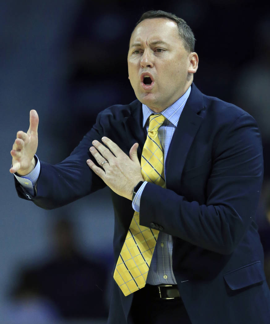 FILE - In this Nov. 20, 2017, file photo, Northern Arizona head coach Jack Murphy directs his t ...