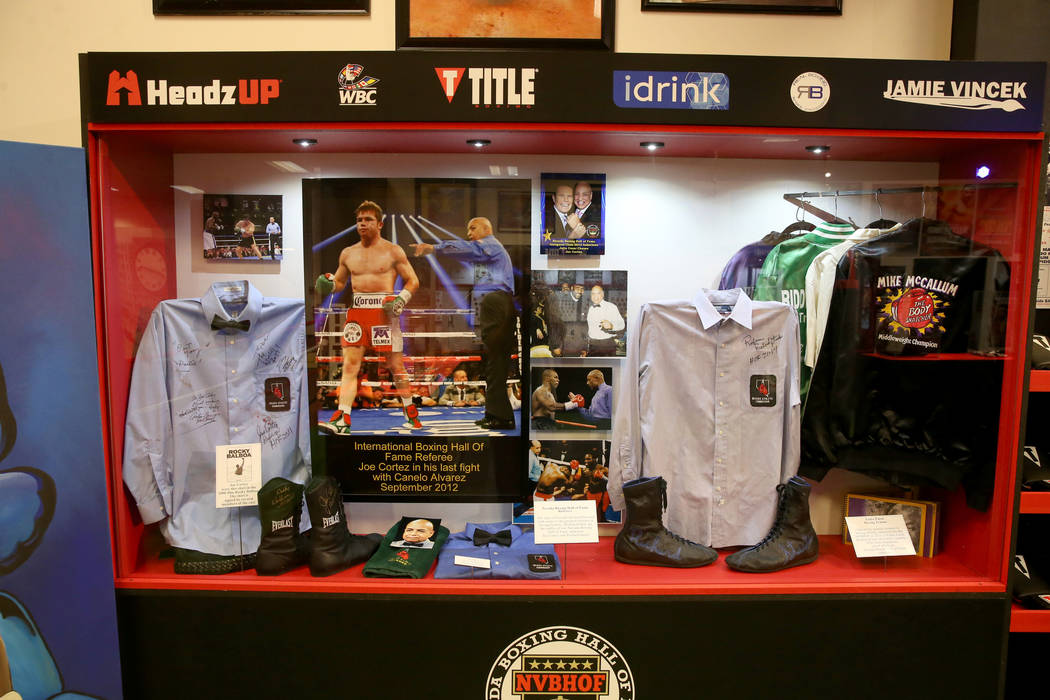 Memorabilia at the Nevada Boxing Hall of Fame inside the HeadzUP interactive entertainment cent ...