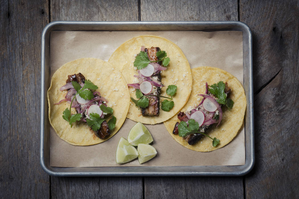 Pork belly tacos at Mabel's BBQ at the Palms.