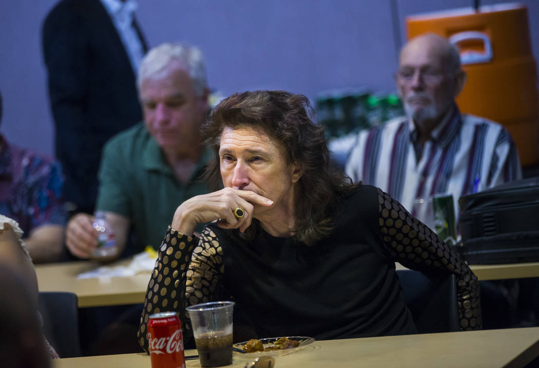 John Delibos, vice president of the Stonewall Democratic Club of Southern Nevada, watches the D ...