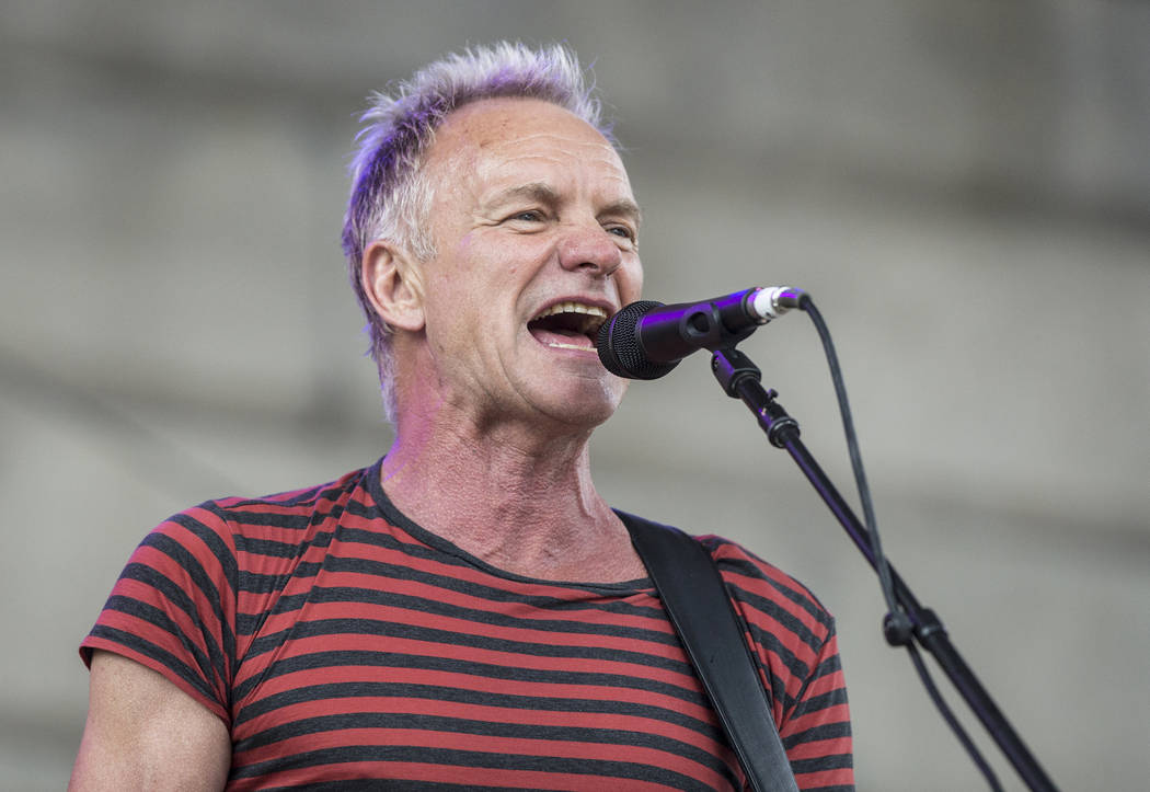 Sting performs outside Capital One Arena before the start of Game 3 of the NHL Stanley Cup Fina ...