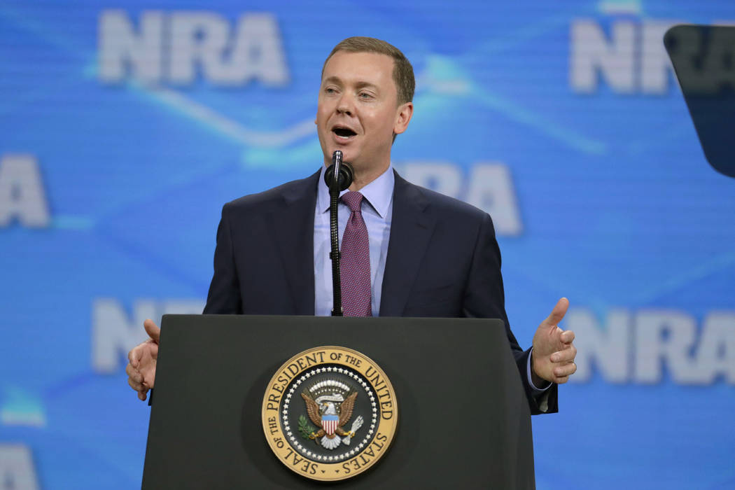 A April 26, 2019, file photo shows National Rifle Association Institute for Legislative Action ...