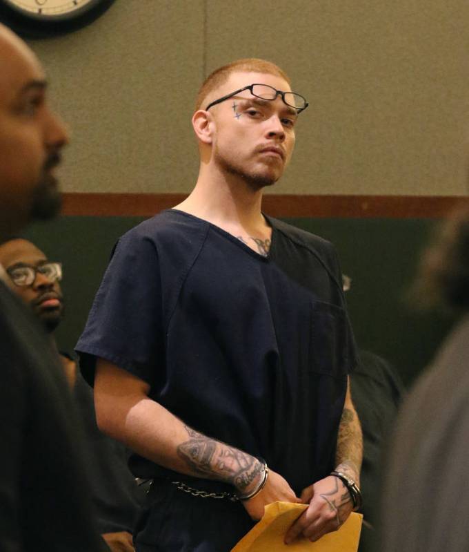 Jon Kennison, 27, appears in court at the Regional Justice Center Thursday, April 27, 2019, in ...