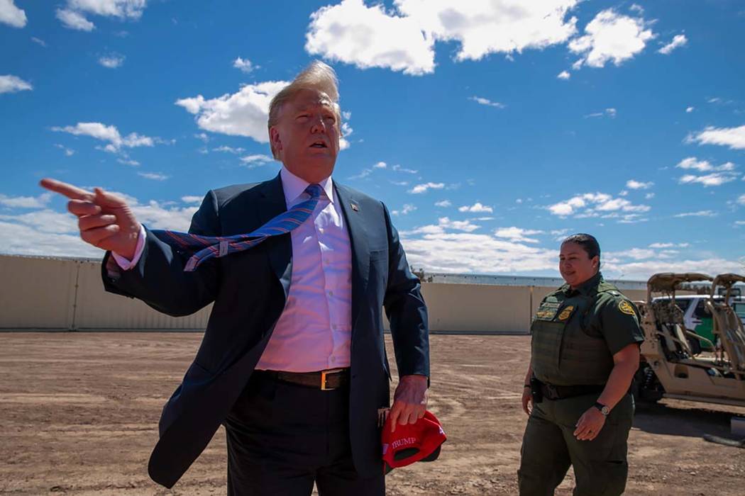 In this Friday, April 5, 2019 file photo, President Donald Trump speaks as he visits a new sect ...